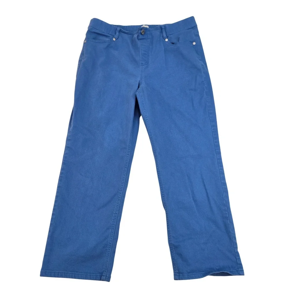 J. Jill Jeans Women's 14 Blue High Rise Cropped Straight‎ Leg Stretch Denim Mom